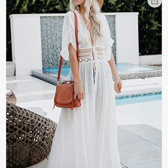 Open Front Kimono Beach Cover Up Maxi - Picture 3 of 6